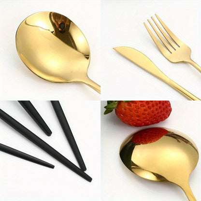 24Piece Gold Stainless Steel Portuguese Flatware Set