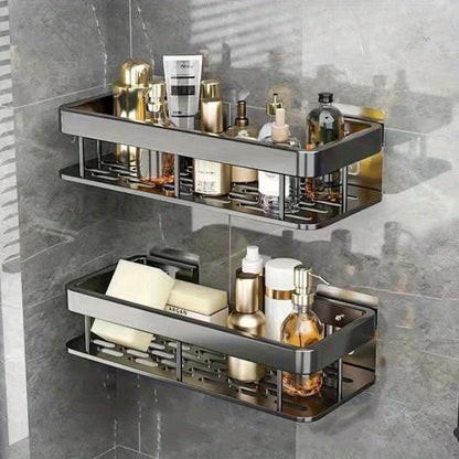 Luxury NoDrill Stainless Steel Bathroom Storage Shelves