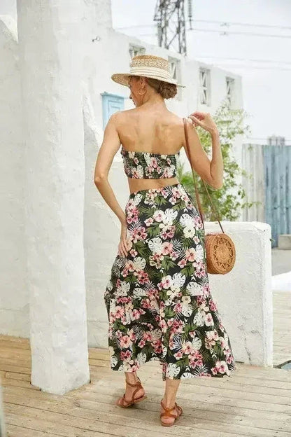 Women's 2Pcs Floral Long Skirt Set