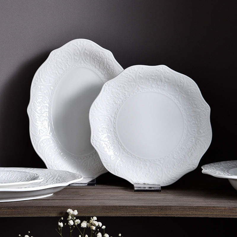 Vintage Lace Ceramic Plate  Nordic Style Elegance