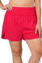 ZENANA Plus Windbreaker Smocked Waistband Running Shorts