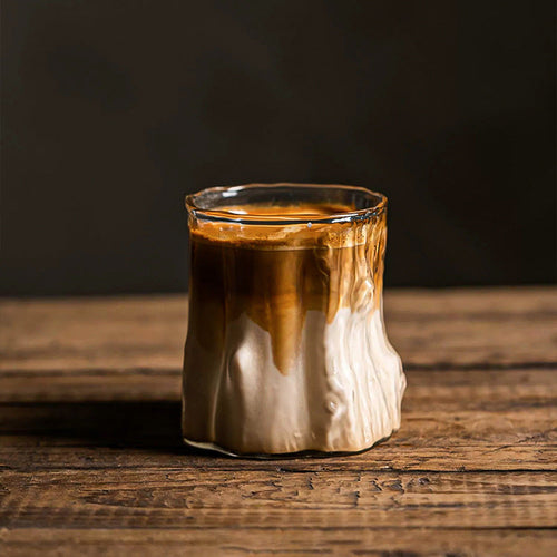 Handcrafted Wood Grain Glass Cup for Hot Beverages