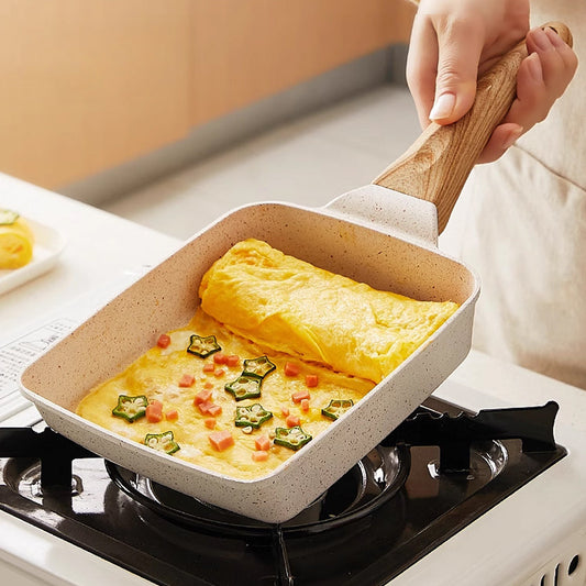 NonStick Japanese Omelette Pan with Wood Handle