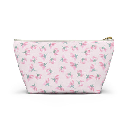 Customizable: Floral Accessory Pouch, Makeup Bag, Travel Case, Pink Flower Pouch, Gift for Her, Cosmetic Clutch, Everyday Organizer