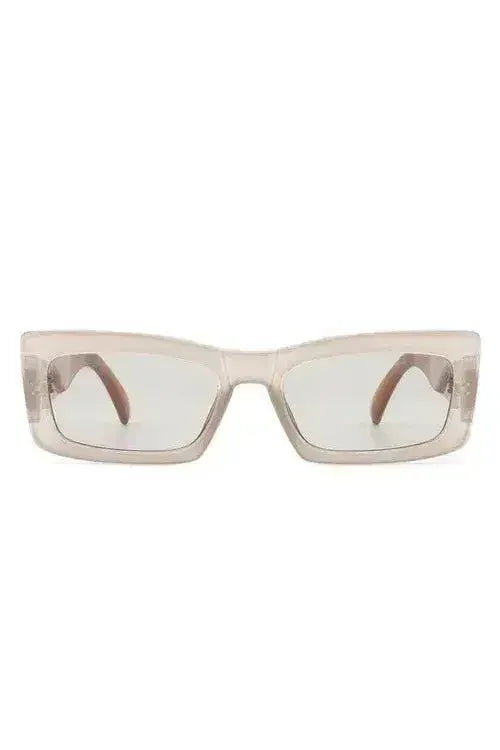 Retro Narrow Rectangle Flat Top Slim Sunglasses