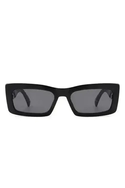 Retro Narrow Rectangle Flat Top Slim Sunglasses