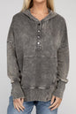 ZENANA French Terry Acid Wash Kangaroo Pocket Hoodie