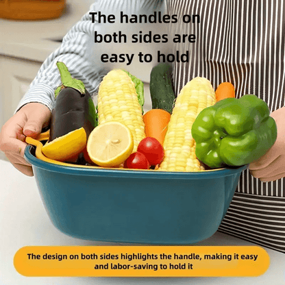 Double Layer Colander & Strainer Basket – Reusable Plastic Drain Basket for Kitchen, Fruits & Vegetables