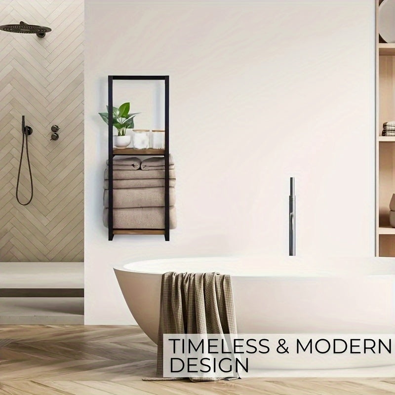 Compact TwoTier Wall Towel Rack Sturdy Easy Install Ample Storage