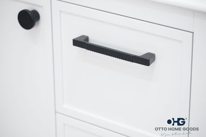 Frame 30" White Bathroom Vanity with Integrated Sink & Black Hardware
