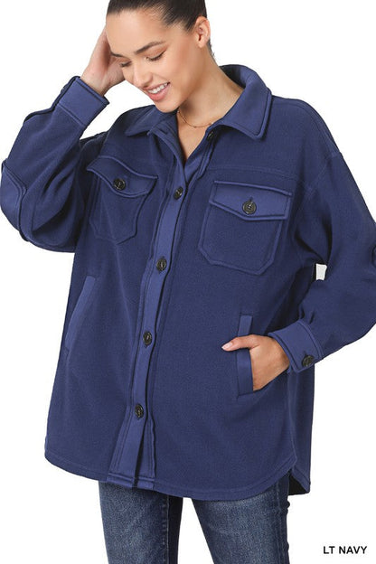 ZENANA Oversized Basic Fleece Shacket