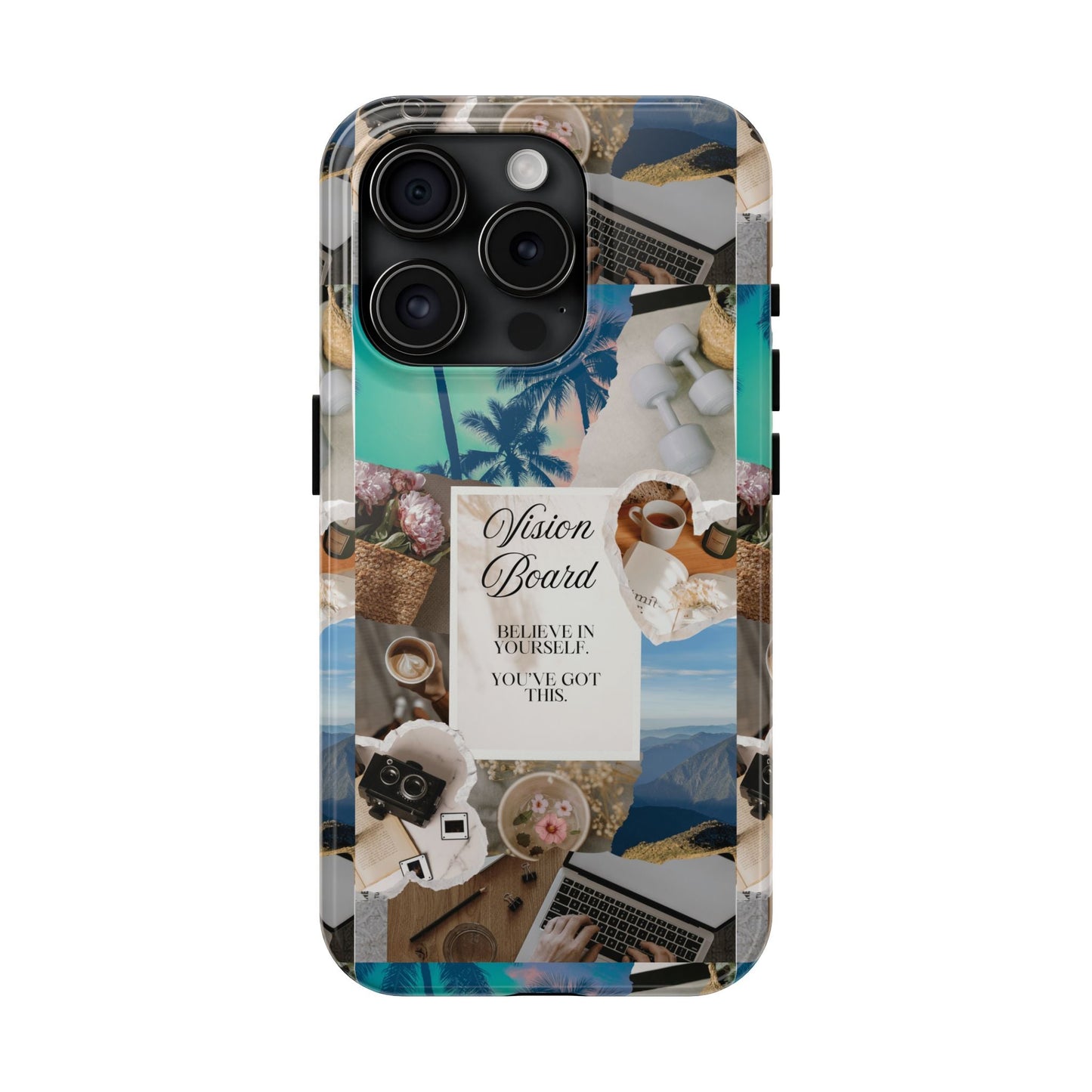 Inspiring Vision Board Phone Case, Motivational Tough Case, Adventurous Gift for Her, Self-Care, Dream Big, Unique Phone Accessory