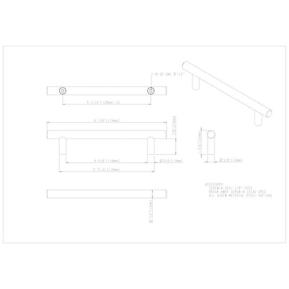 96 mm Center-to-Center Hollow Matte Black Stainless Steel Naples Cabinet Bar Pull