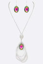 Crystal Drop & Hoops Necklace Set