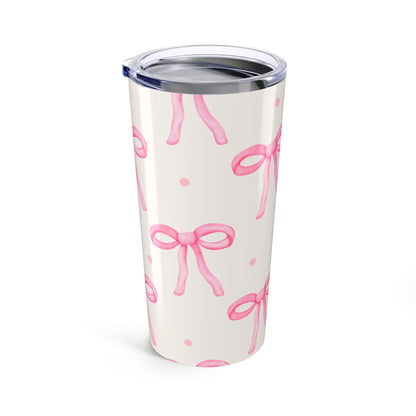 Customizable: Chic Bow Tumbler 20oz - Stylish Insulated Drinkware, Gift for Her, Birthday, Bridal Shower, Everyday Use, Pink Ribbon Design
