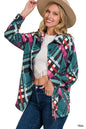 ZENANA Jacquard Plaid Shacket With Pockets