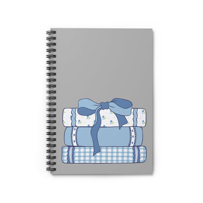Customizable: Book & Bow Aesthetic Spiral Notebook - Perfect for Students, Note-Taking, Gift for Graduates, School Supplies, Blue and White Decor