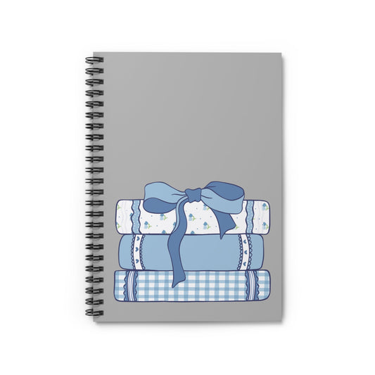 Customizable: Book & Bow Aesthetic Spiral Notebook - Perfect for Students, Note-Taking, Gift for Graduates, School Supplies, Blue and White Decor