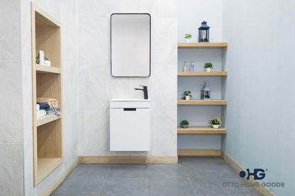 Luca 20" White Wall Mount Bathroom Vanity with Integrated Sink