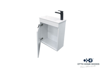 Luca 20" White Wall Mount Bathroom Vanity with Integrated Sink