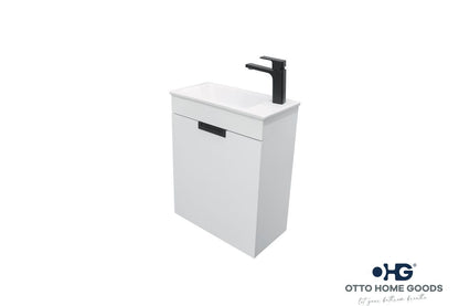 Luca 20" White Wall Mount Bathroom Vanity with Integrated Sink