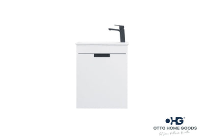 Luca 20" White Wall Mount Bathroom Vanity with Integrated Sink