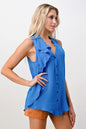 Sleeveless Button-Up Ruffle Blouse | Apparel | Kitchen + Metal