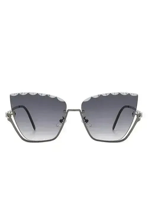 Half Frame Square Tinted Cat Eye Sunglasses