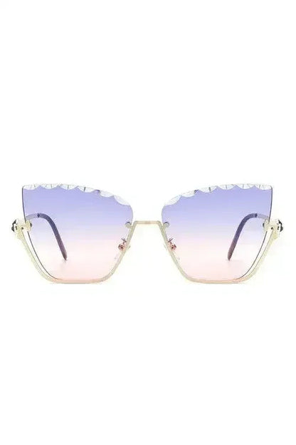 Half Frame Square Tinted Cat Eye Sunglasses