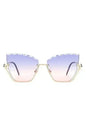 Half Frame Square Tinted Cat Eye Sunglasses