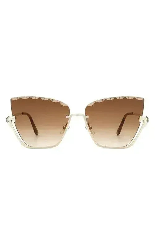 Half Frame Square Tinted Cat Eye Sunglasses