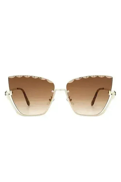 Half Frame Square Tinted Cat Eye Sunglasses