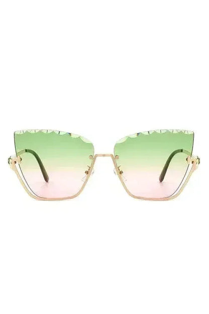 Half Frame Square Tinted Cat Eye Sunglasses