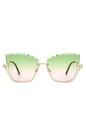 Half Frame Square Tinted Cat Eye Sunglasses