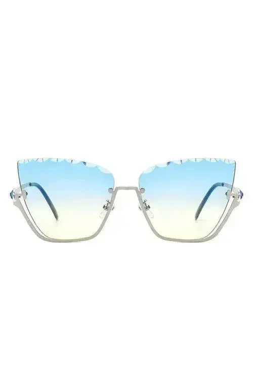Half Frame Square Tinted Cat Eye Sunglasses
