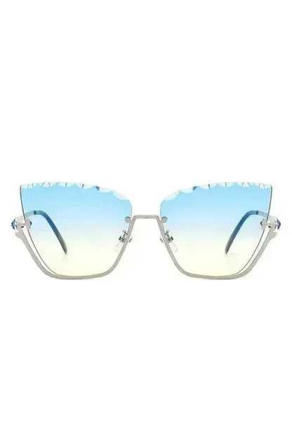 Half Frame Square Tinted Cat Eye Sunglasses