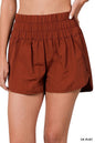 ZENANA Windbreaker Smocked Waistband Running Shorts
