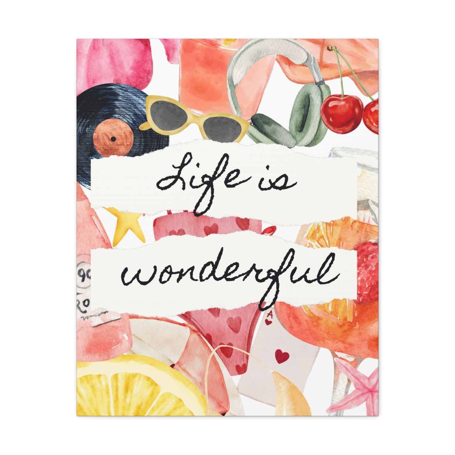 Life is Wonderful Canvas Wall Art, Colorful Decor, Inspirational Gift, Home Display, Summery Wall Art, Motivational Print