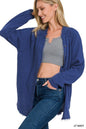 ZENANA Button Down Raw Edge Shirt