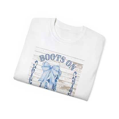 Western Song Cowboy Women's T-Shirt, Boots Graphic T-Shirt, Rural Lifestyle Top, Country Music Concert Apparel, Vintage Ranch Style Shirt