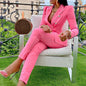 Women Wear Casual Blazer Straight-leg Pants