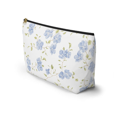 Customizable: Floral Accessory Pouch, Cosmetic Bag, Makeup Organizer, Gift for Her, Travel Essentials, Blue Floral Design