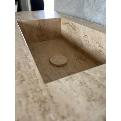 HANDCRAFTED CUSTOM TRAVERTINE SINK (TR-051)