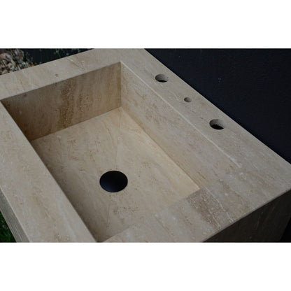 HANDCRAFTED CUSTOM TRAVERTINE SINK (TR-055)