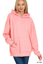 Zenana Oversized Scuba Hoodie with Kangaroo Pocket in Pink