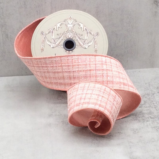 2.5" x 10yds plaid chenille tweed boucle, coral