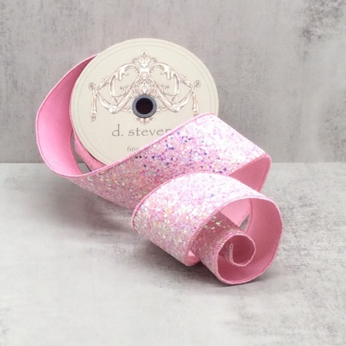 2.5" x 10yds sugar plum glitter, cotton candy pink