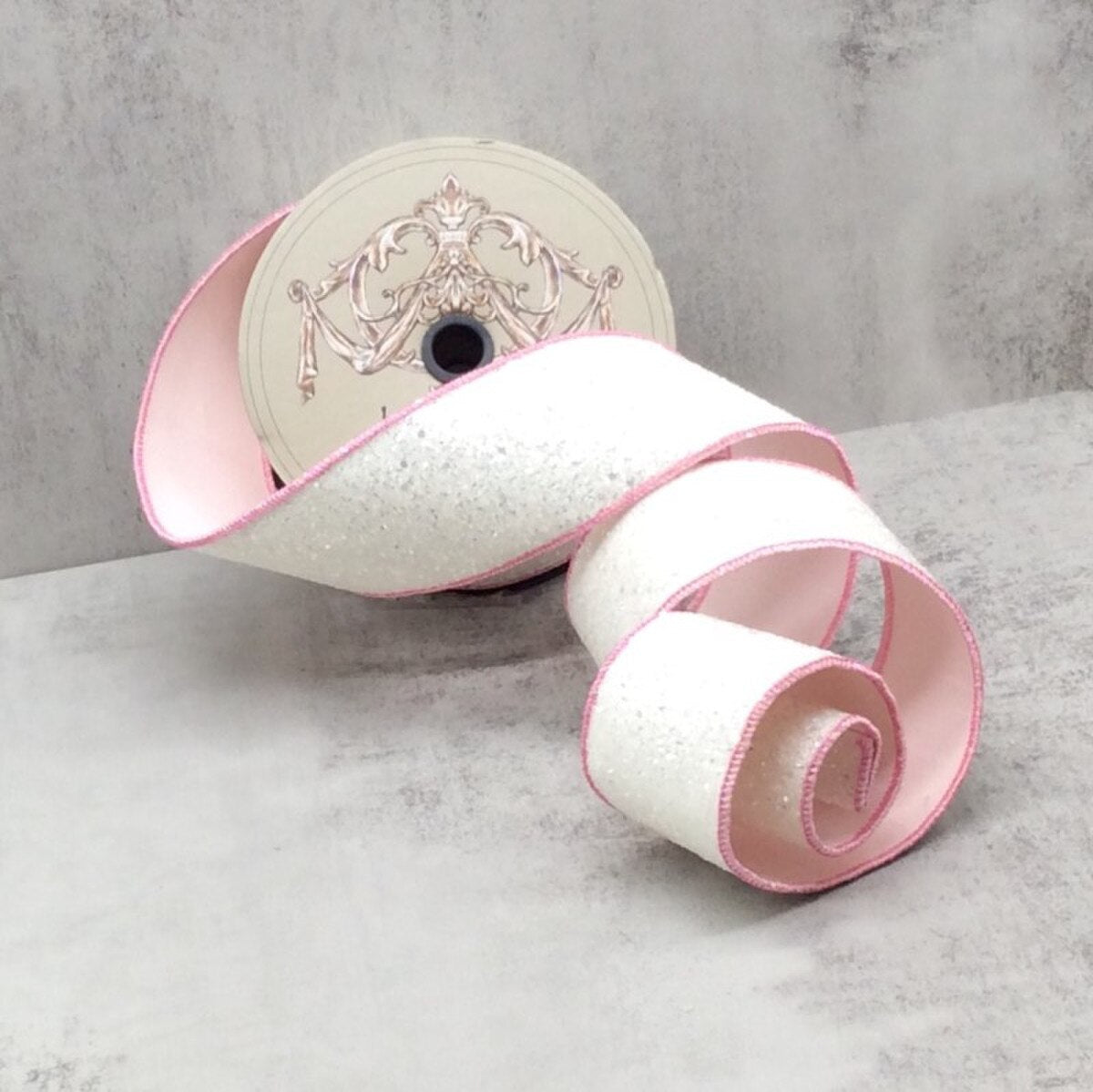 2.5" x 10yds fairy dust glitter, whispy white