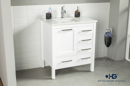 Ashley 30" White Bathroom Cabinet