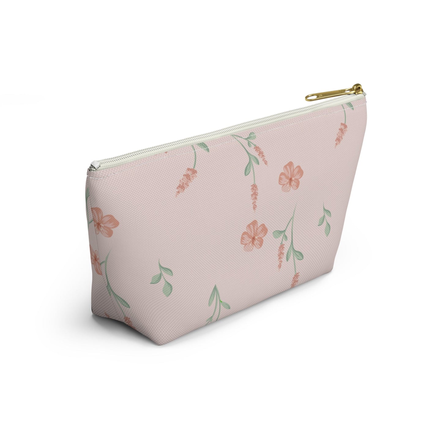 Customizable: Floral Cosmetic Bag with T-Bottom, Makeup Organizer, Flower Print Pouch, Cute Travel Accessory, Gift for Her, Mother’s Day
